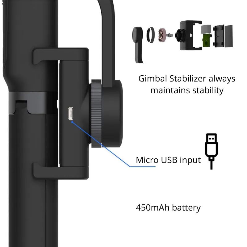 1-Axis Gimbal Stabilizer for Smartphones with Built-in Remote