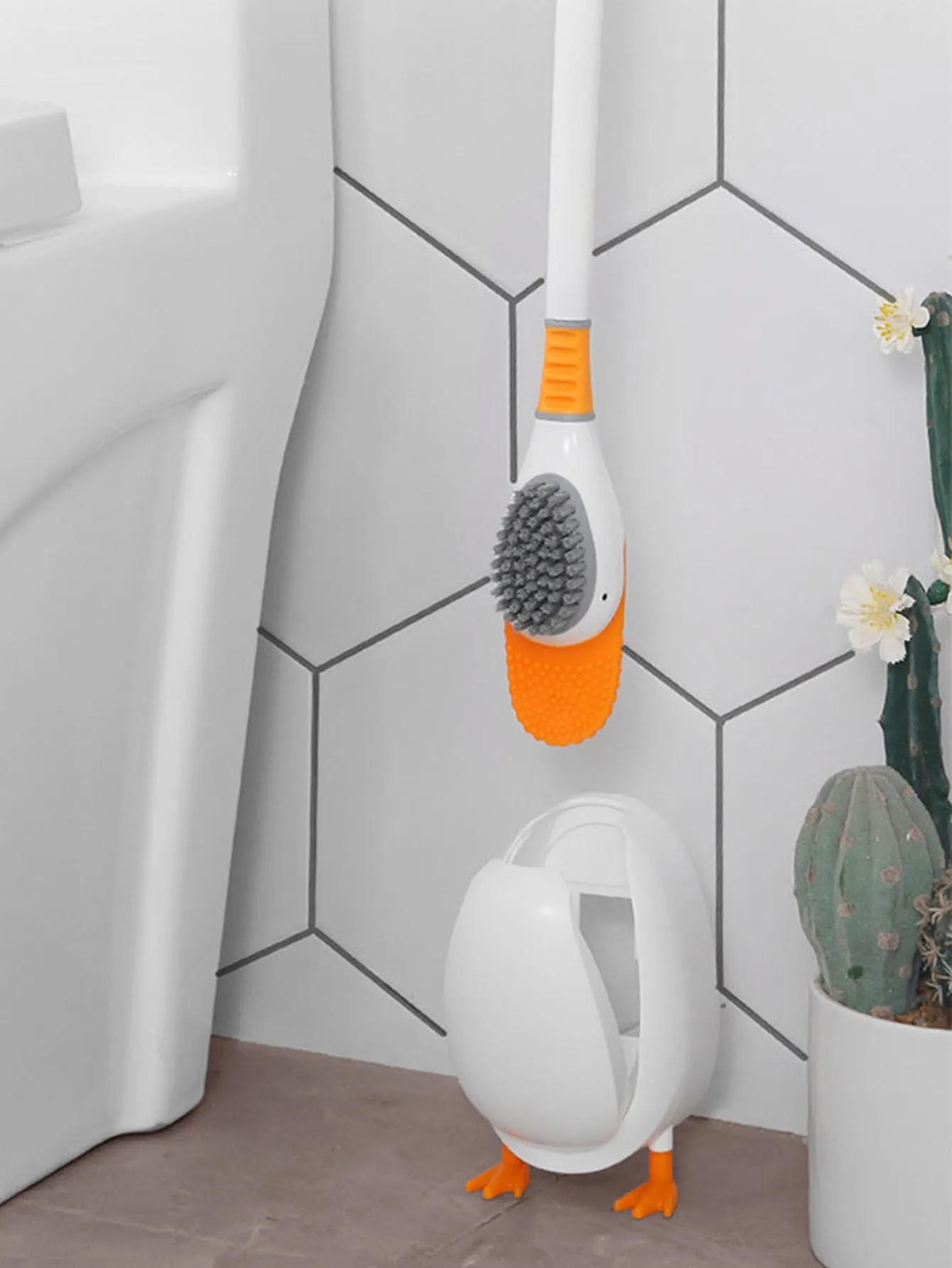 1pc Duck Design Toilet Cleaning Brush With Base