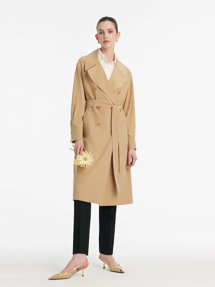 22 Momme Mulberry Silk Women Trench Coat With Belt