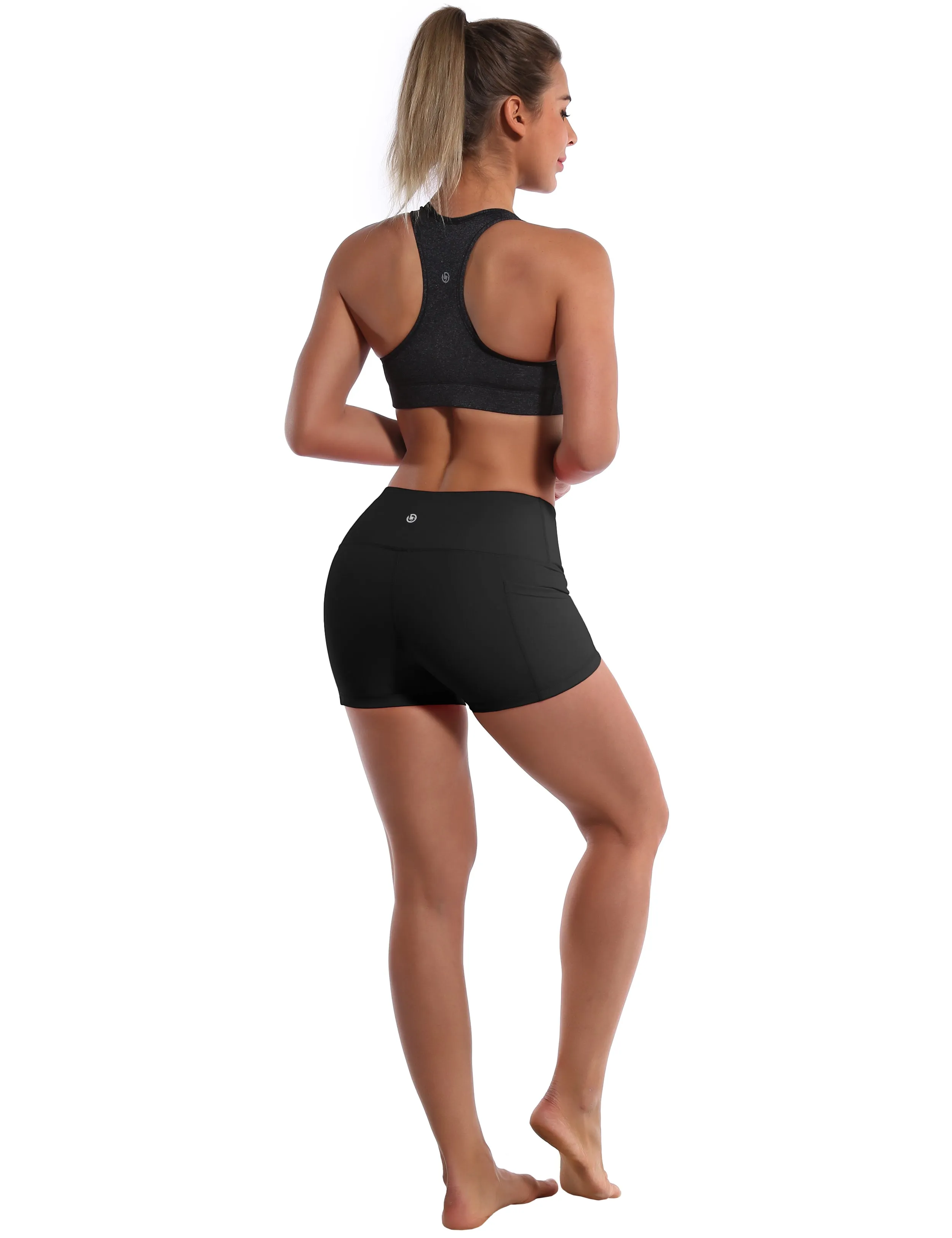 2.5" Side Pockets Yoga Shorts black