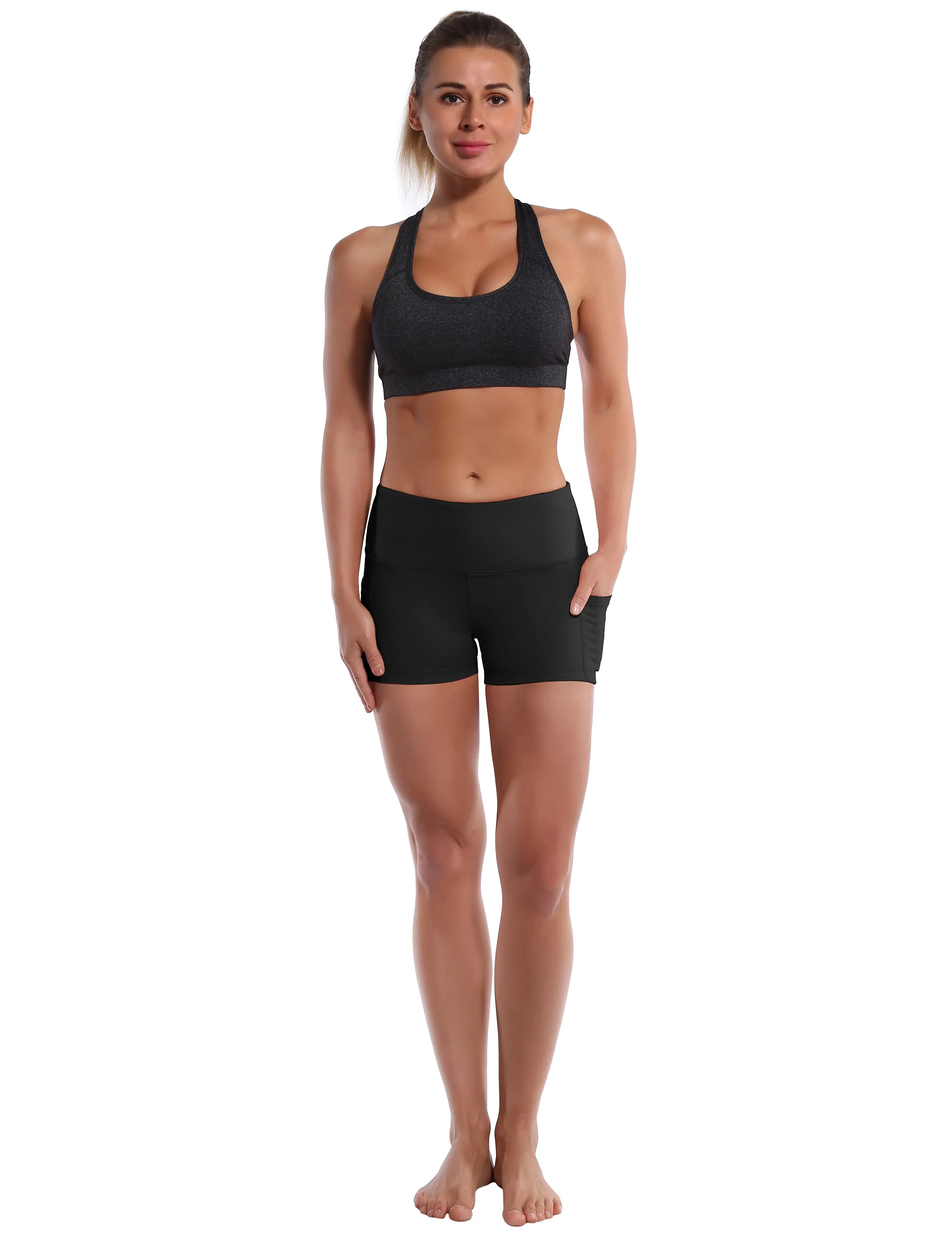 2.5" Side Pockets Yoga Shorts black