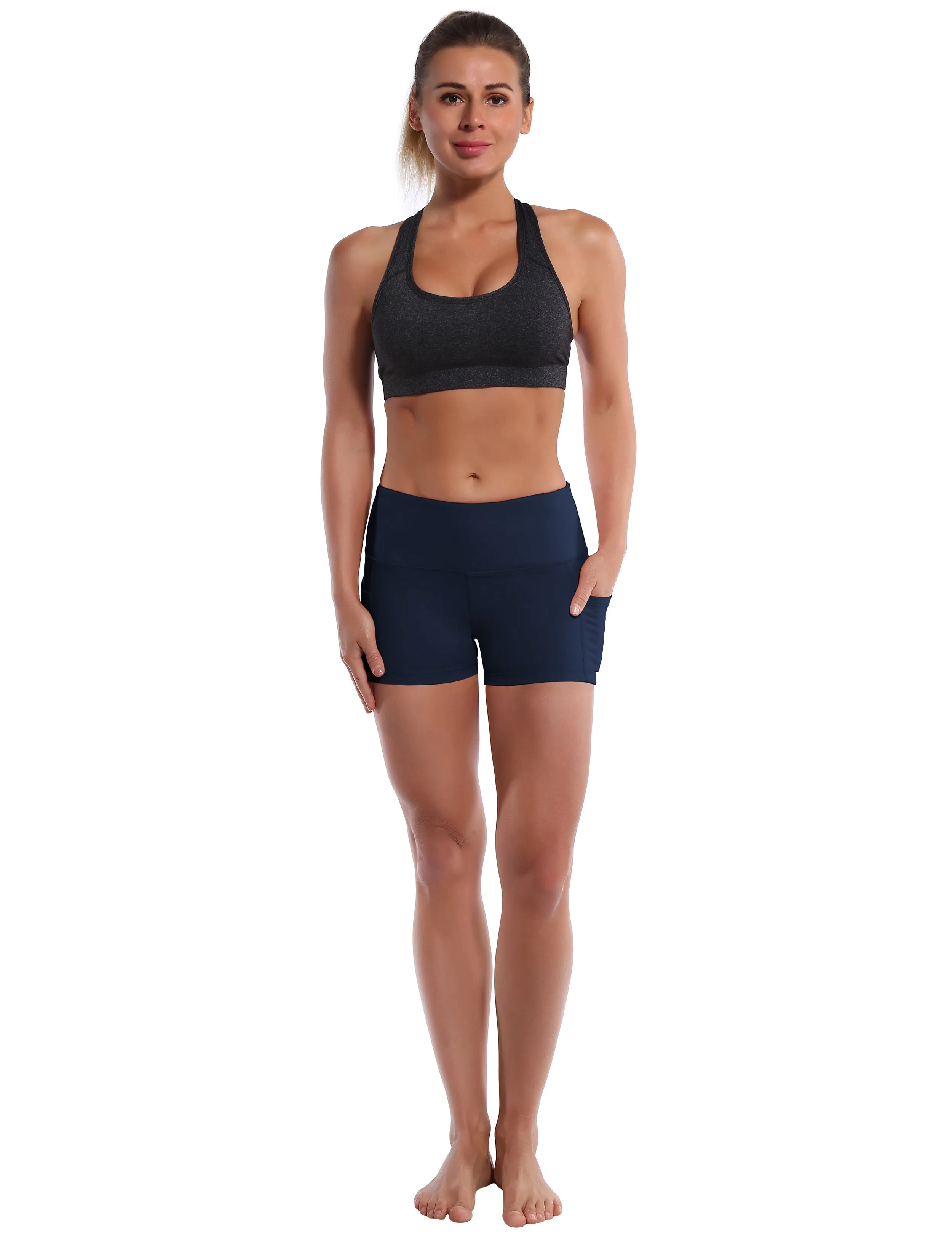 2.5" Side Pockets Yoga Shorts darknavy