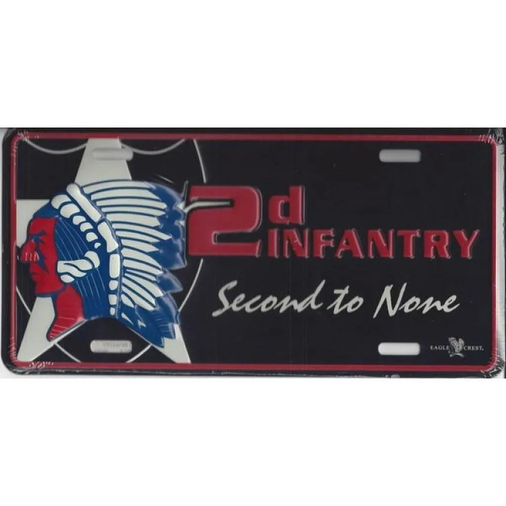 2nd Infantry Second To None Metal Army License Plate