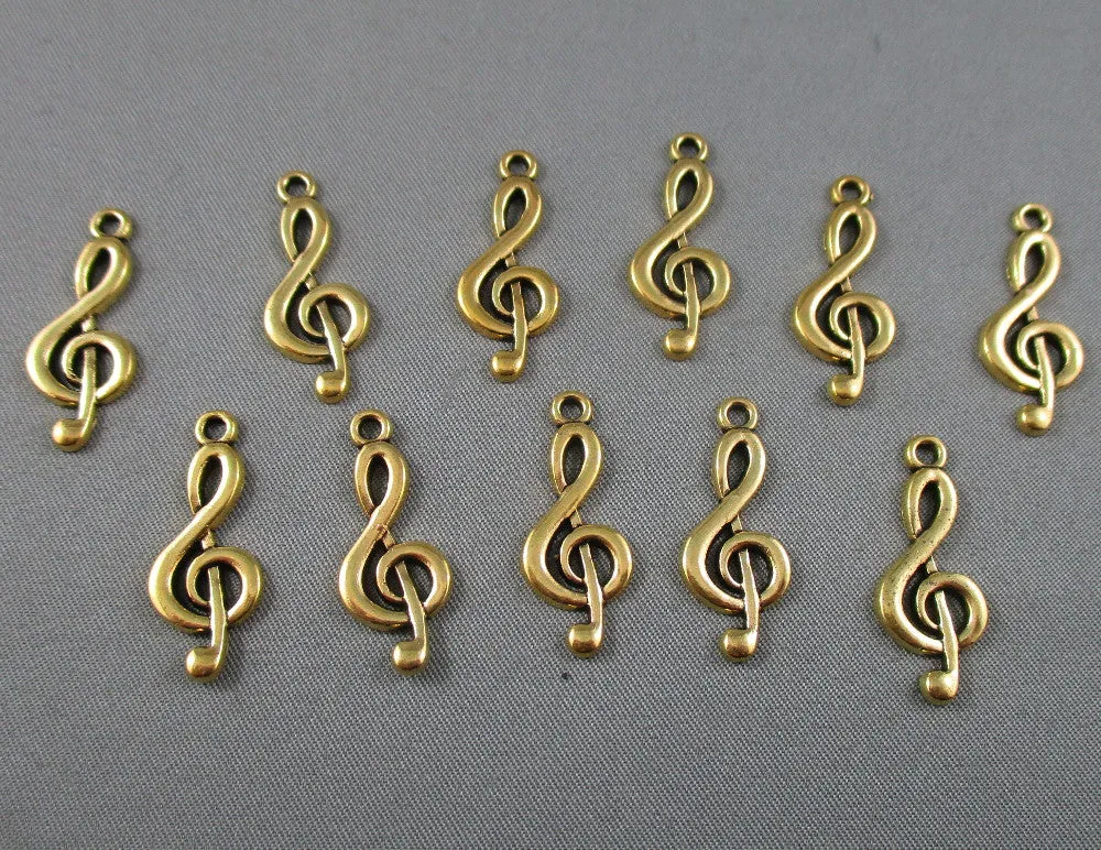 50% OFF!! Treble Clef Charms Gold Tone 16pcs (1564)