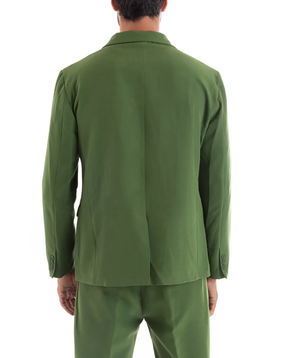 Abito Uomo Doppiopetto Vestito Viscosa Completo Giacca Pantaloni Verde Elegante Cerimonia GIOSAL-OU2166A