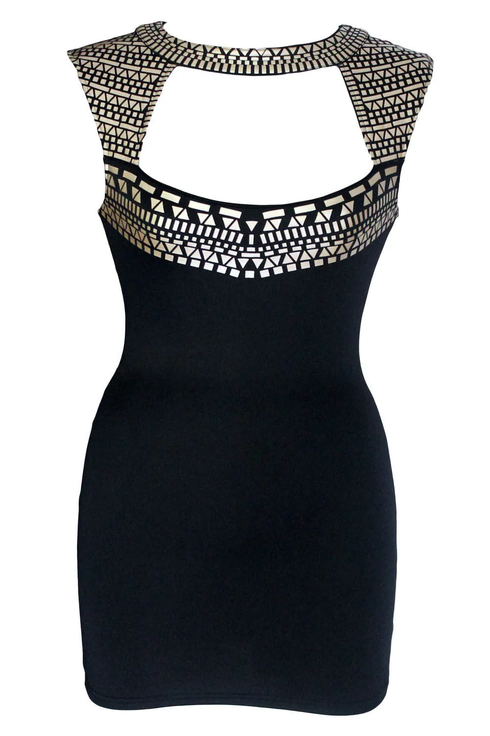 Black Gold Neck Sleeveless Dress