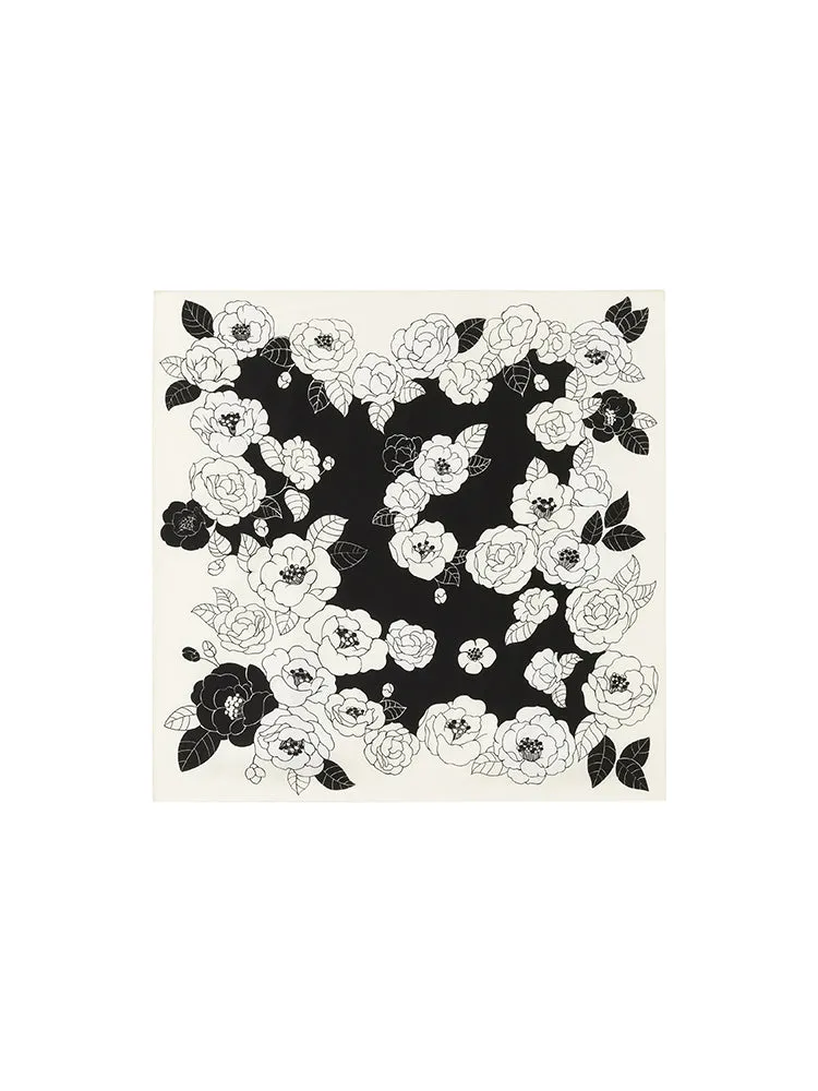 Camellia Printed 60 Square Pure Silk Scarf