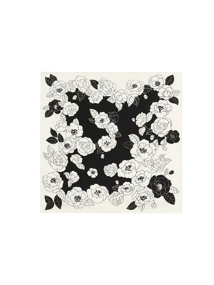 Camellia Printed 60 Square Pure Silk Scarf