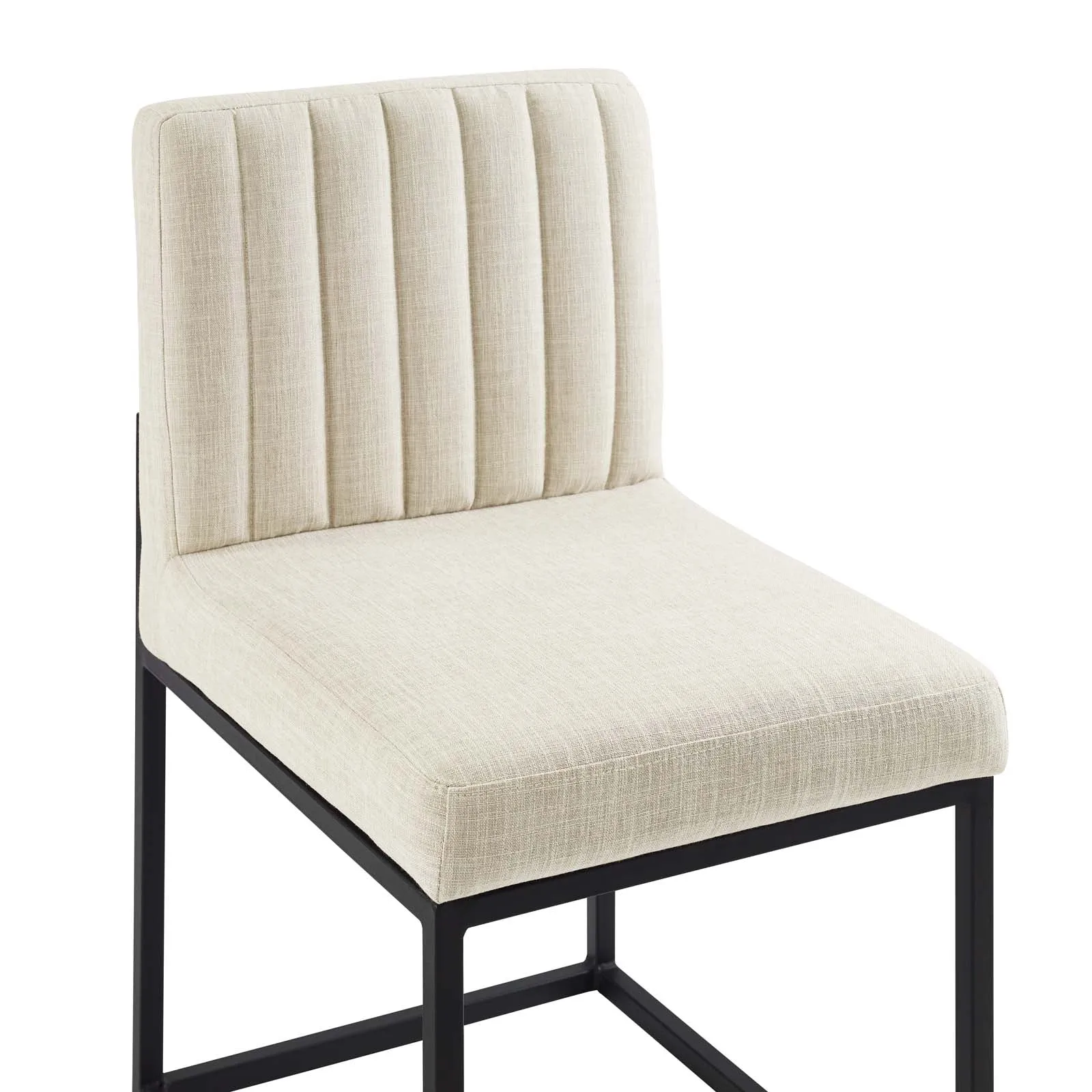 Carriage Channel Tufted Sled Base Upholstered Fabric Dining Chair