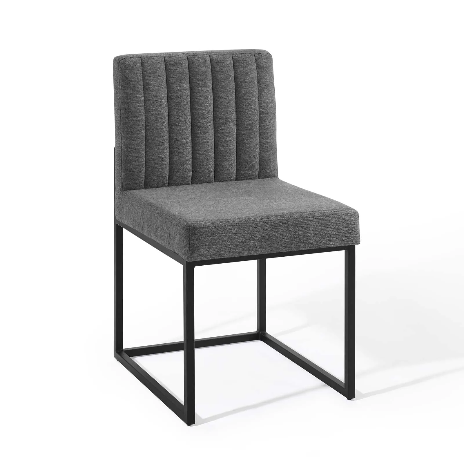 Carriage Channel Tufted Sled Base Upholstered Fabric Dining Chair