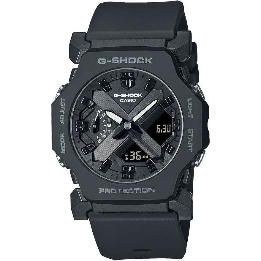 CASIO G-SHOCK RUBBER STRAP ANALOG DIGITAL DIAL ALL BLACK MEN WATCH GA-2300-1AJF