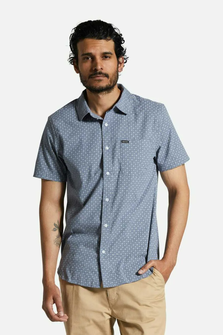 Charter Print S/S Shirt - Flint Stone Blue Micro