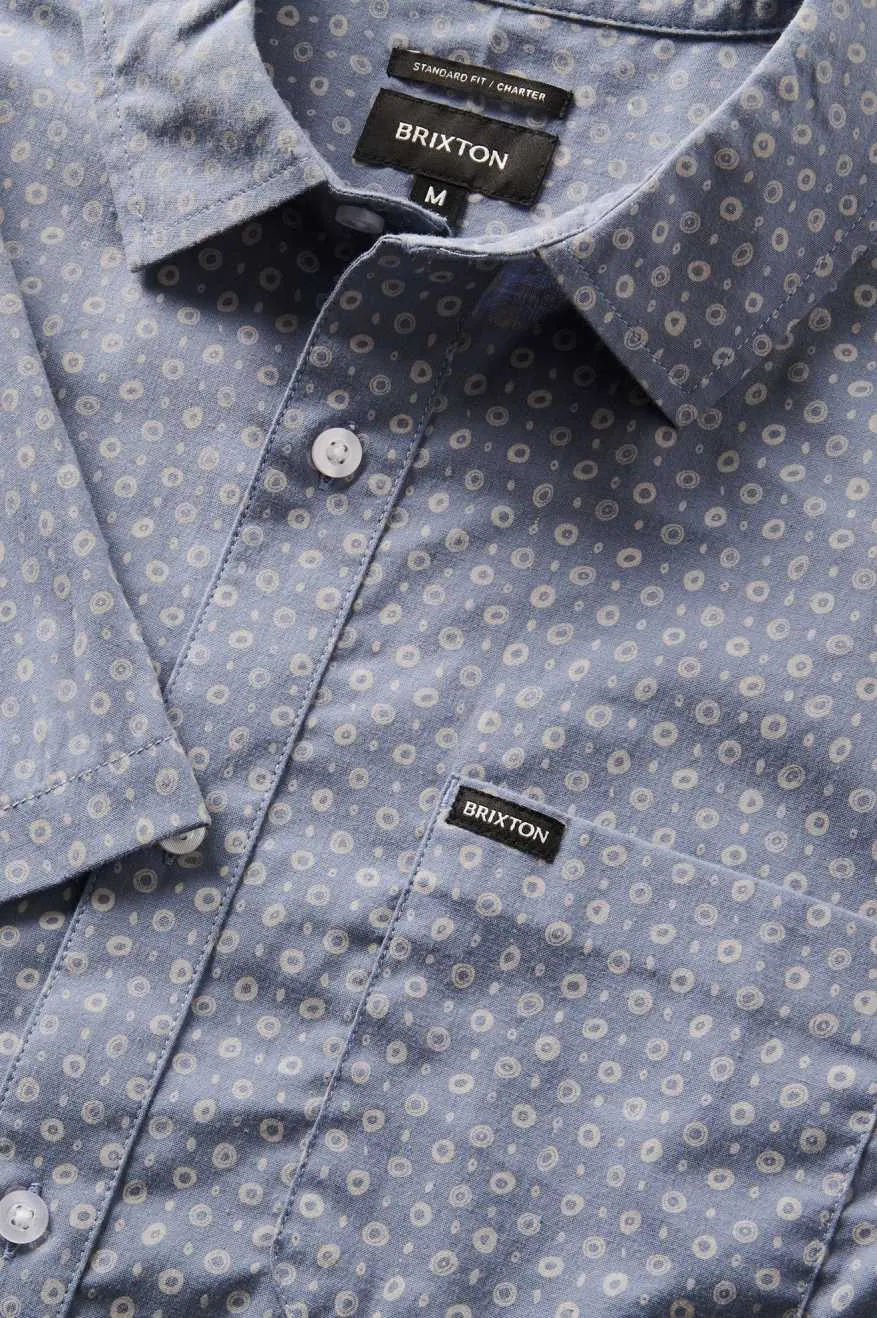 Charter Print S/S Shirt - Flint Stone Blue Micro