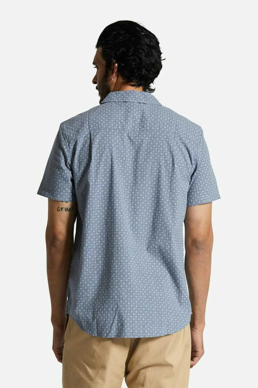 Charter Print S/S Shirt - Flint Stone Blue Micro