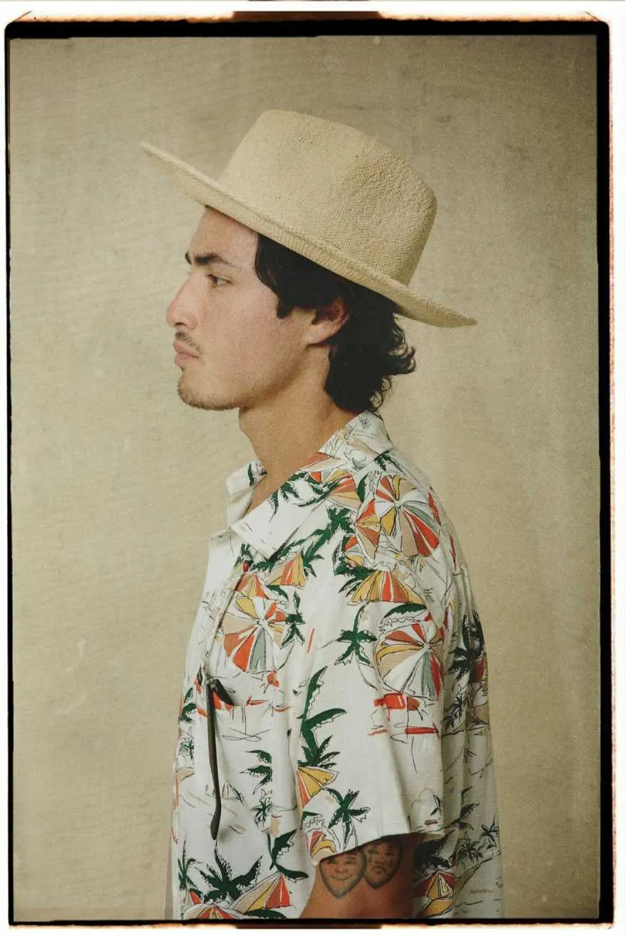 Charter Slub S/S Woven Shirt - Off White Umbrella Scene