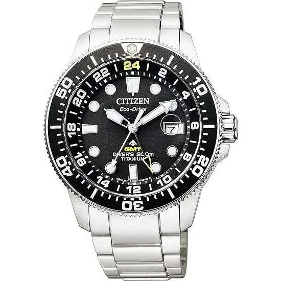 CITIZEN PROMASTER ECO DRIVE MARINE SERIES GMT DIVER SILVER MEN WATCH BJ7110-89E