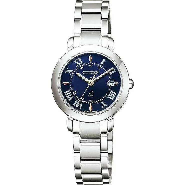 CITIZEN XC HIKARI COLLECTION TITANIA HAPPY FLIGHT SERIES SILVER & BLUE LADIES WATCH ES9440-51L