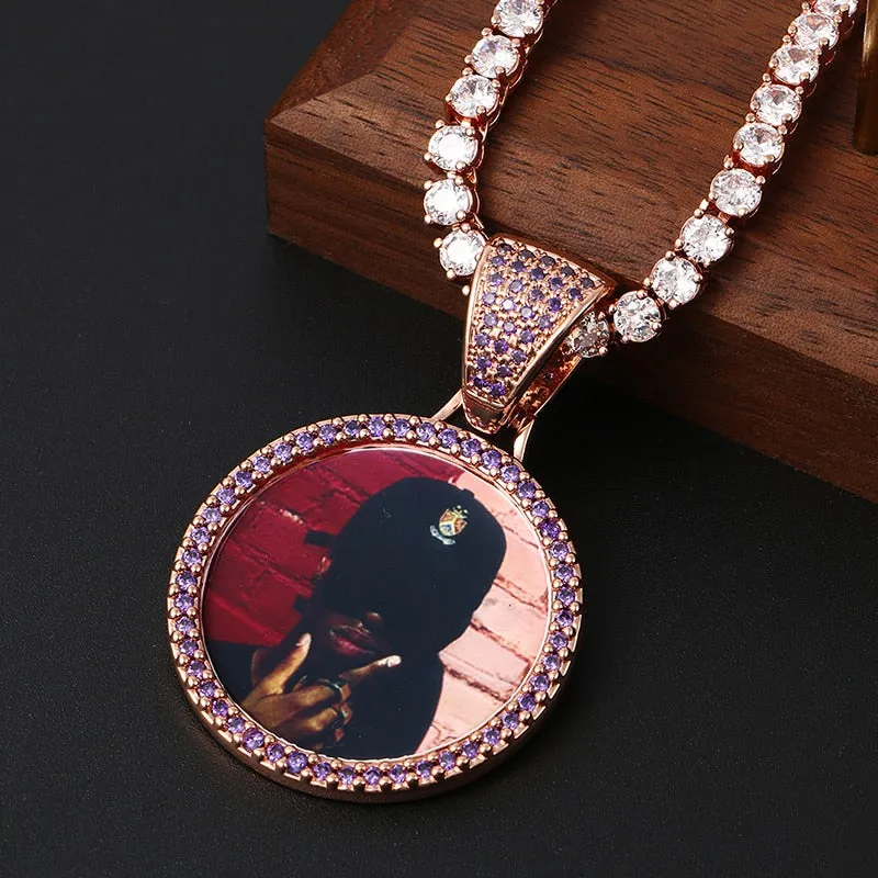 Custom Photo Medallions Necklace With Back Engraved Your Name And Date