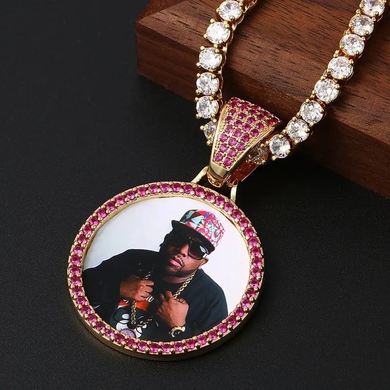 Custom Photo Medallions Necklace With Back Engraved Your Name And Date