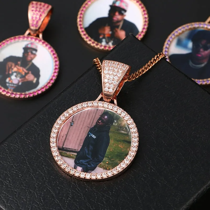 Custom Photo Medallions Necklace With Back Engraved Your Name And Date