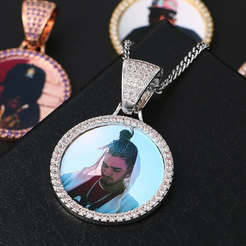 Custom Photo Medallions Necklace With Back Engraved Your Name And Date