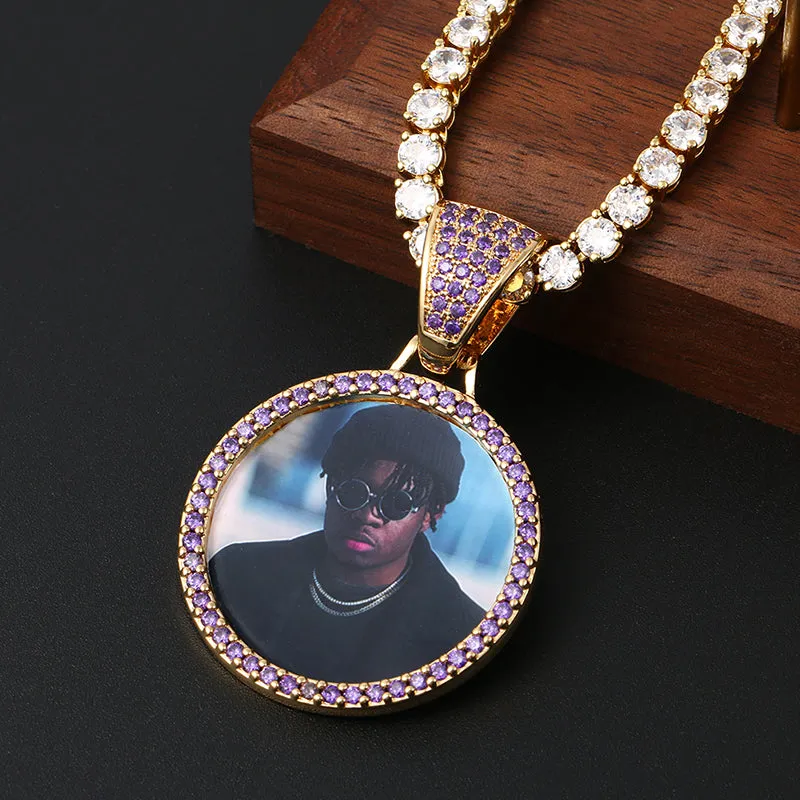 Custom Photo Medallions Necklace With Back Engraved Your Name And Date