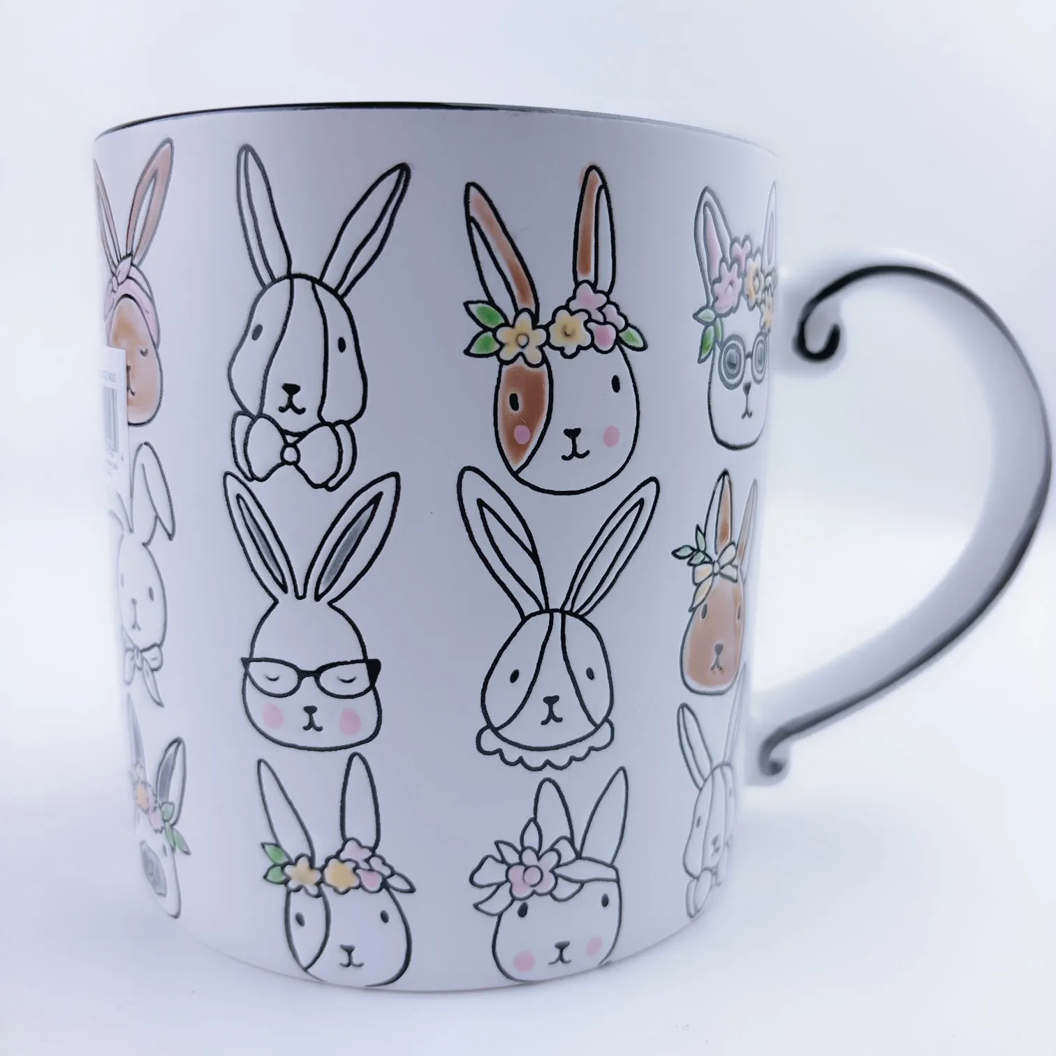 ELI   ANA Happy Jantzen Bunny Faces Ceramic Mug 21oz - Pink