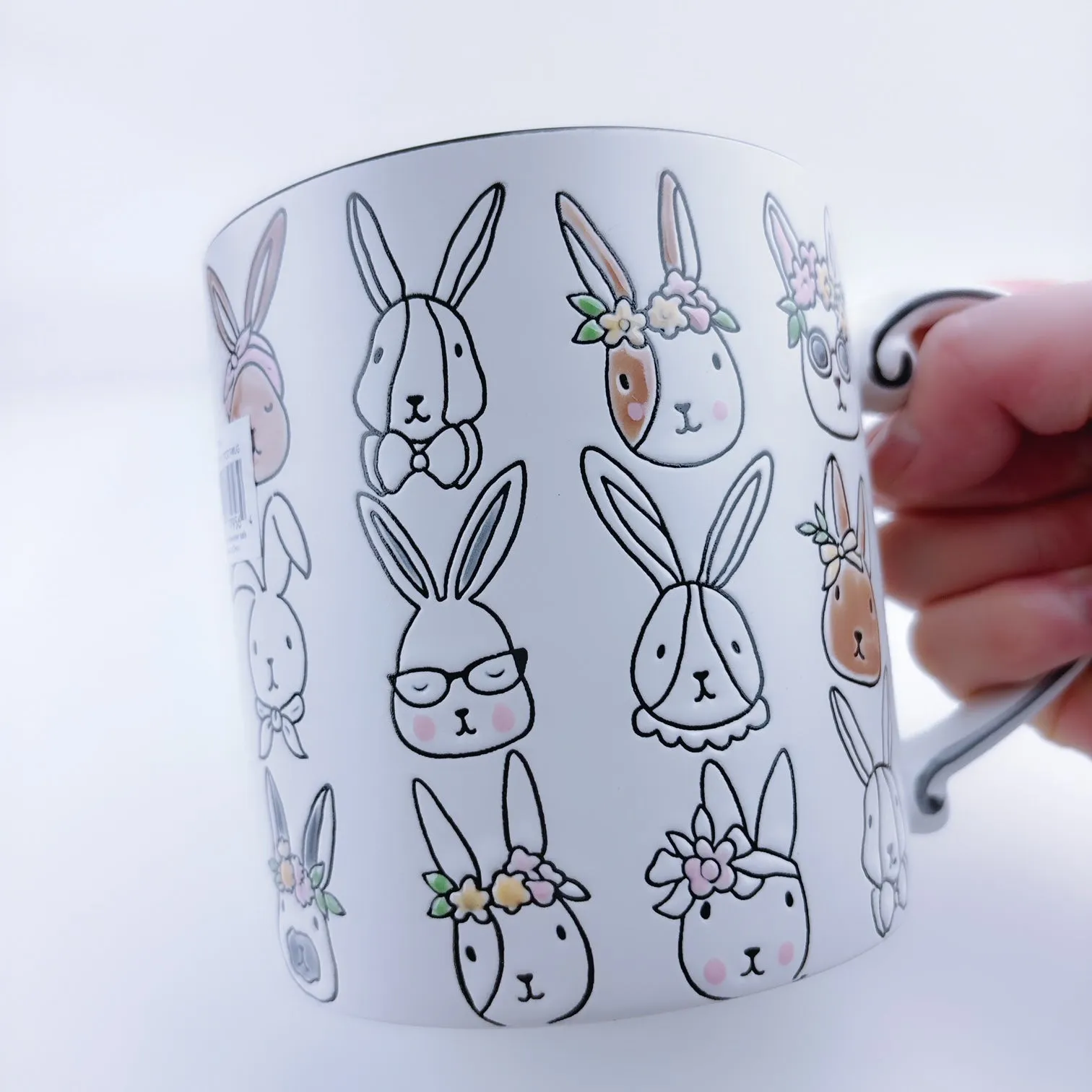 ELI   ANA Happy Jantzen Bunny Faces Ceramic Mug 21oz - Pink