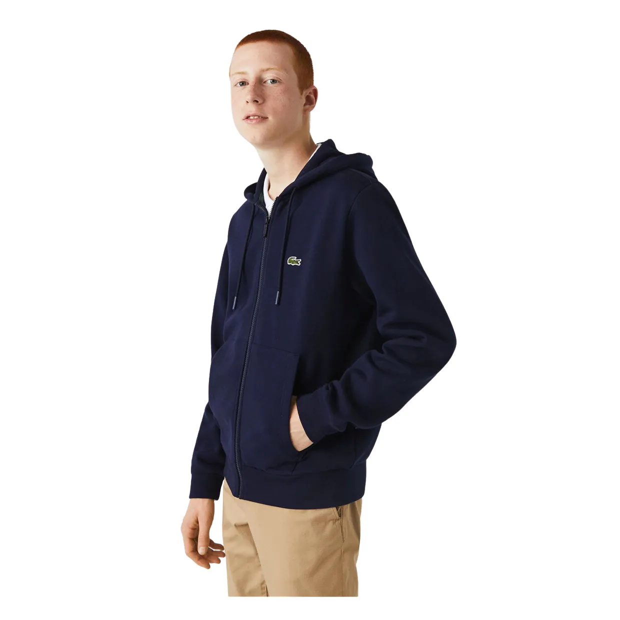 Felpa Lacoste Full Zip Logo Blu