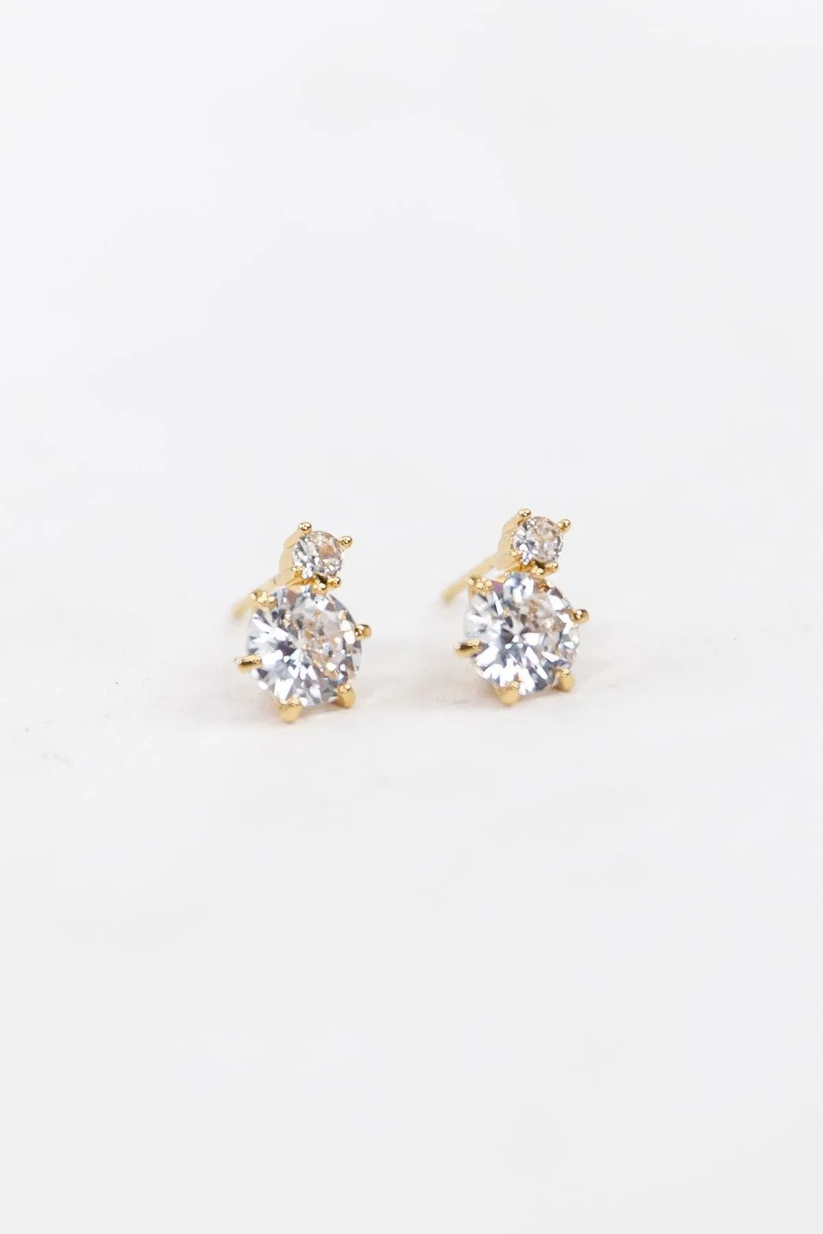 Gold Cubic Zirconia Stud Earrings