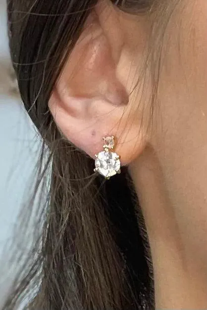 Gold Cubic Zirconia Stud Earrings