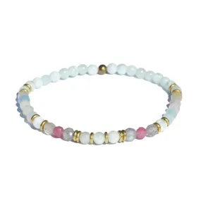 Green Moonstone and Morganite Delicate Bracelet