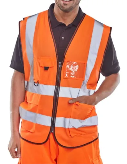 Hi Vis Executive Zipped Safety Vest with Multi Pockets En471 Class 2- Wcengexe