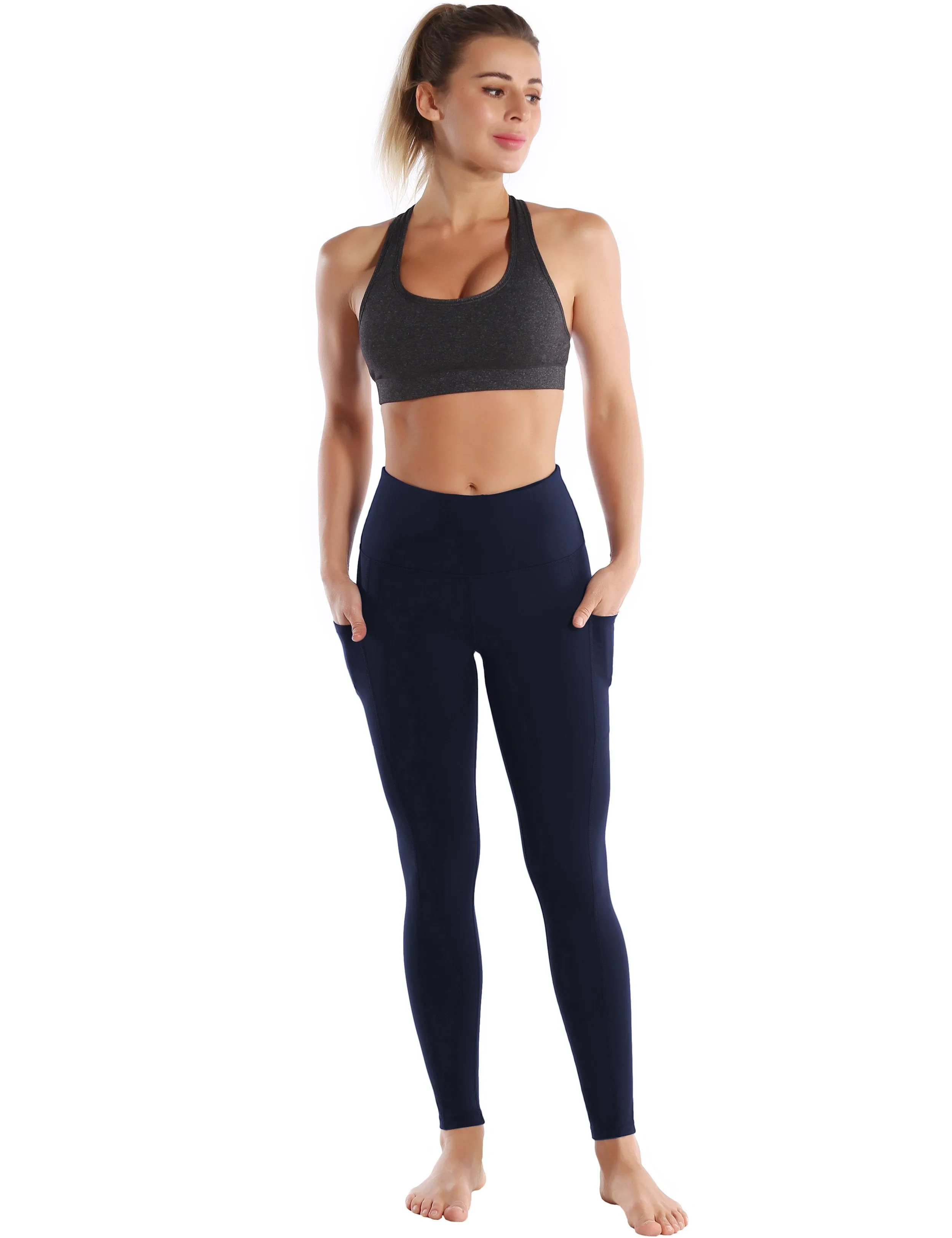 Hip Line Side Pockets Yoga Pants darknavy ins