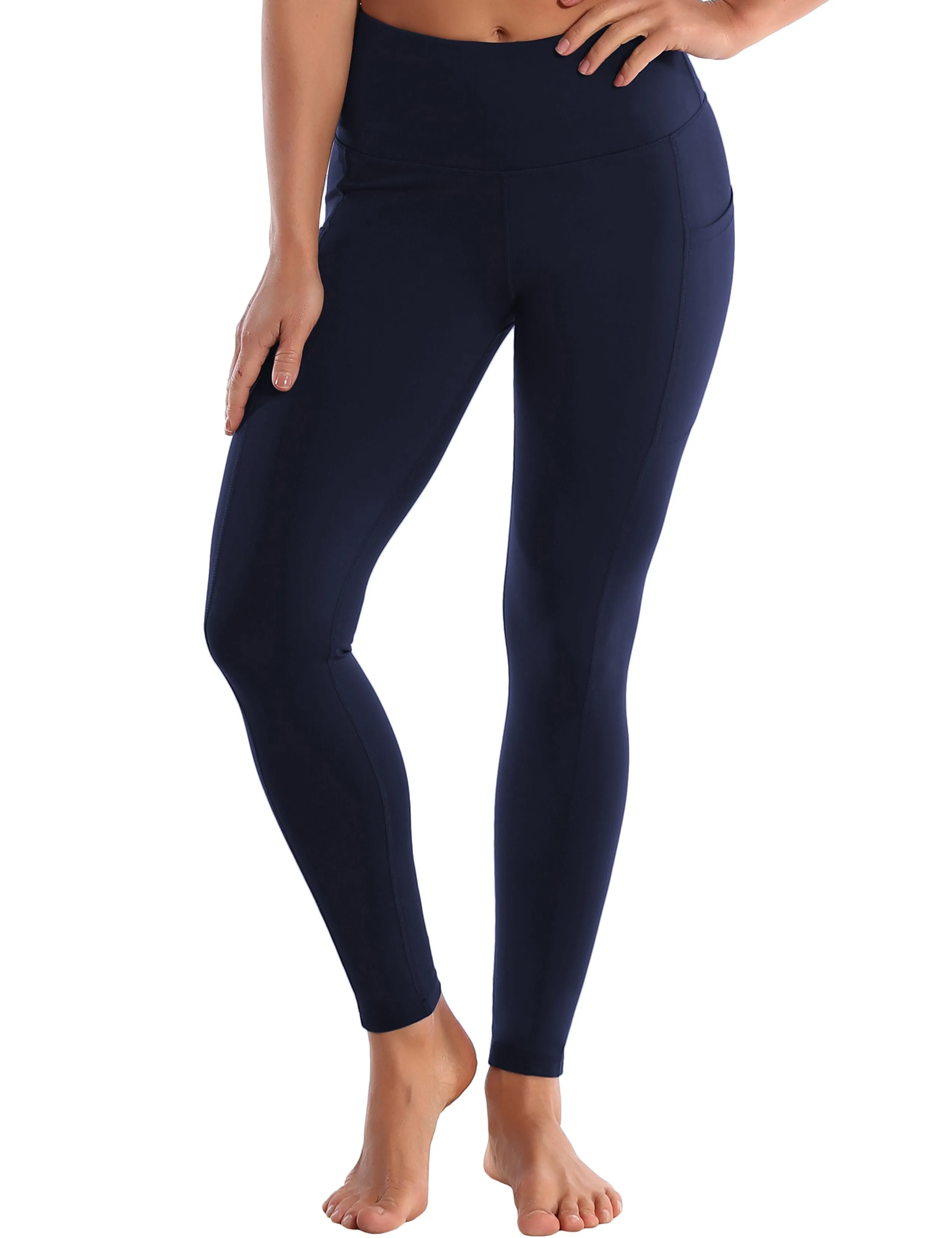 Hip Line Side Pockets Yoga Pants darknavy ins