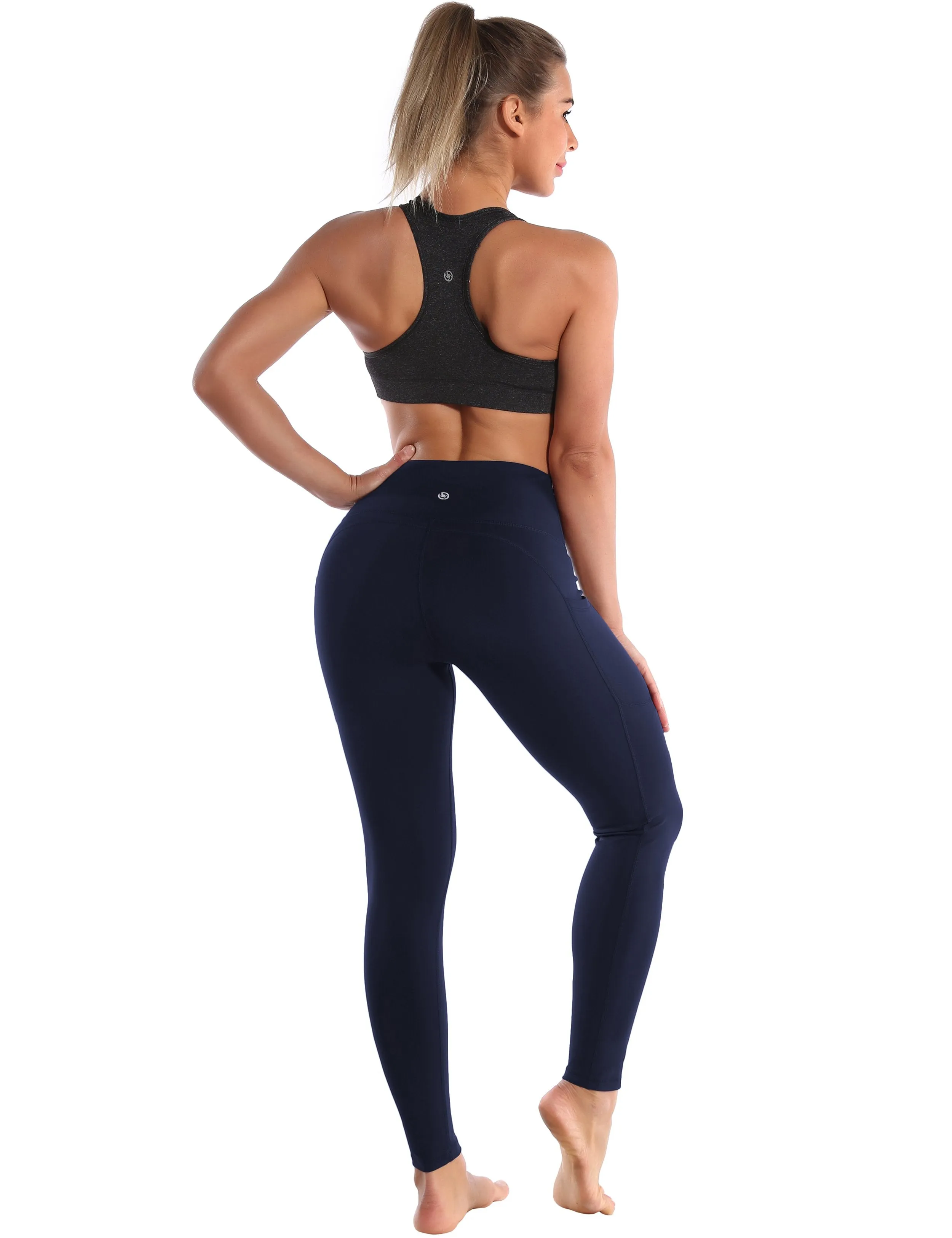 Hip Line Side Pockets Yoga Pants darknavy ins