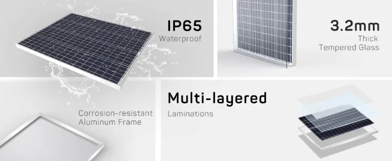 HQSolarX™ 100 Watt Solar Panel: Polycrystalline, 12V, Compact, High Efficiency Power