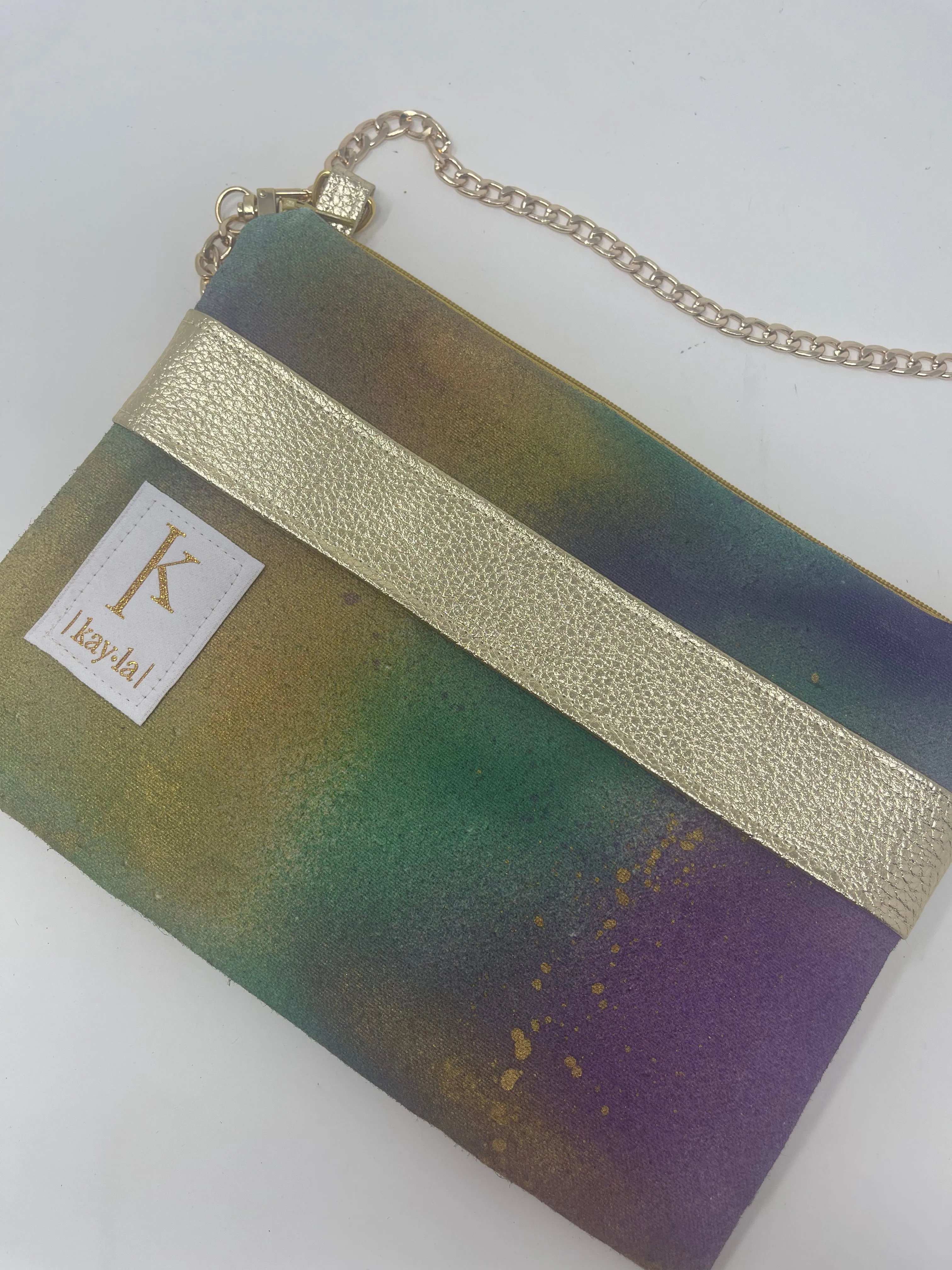 Kayla Clutch- Mardi Gras hand painted crossbody