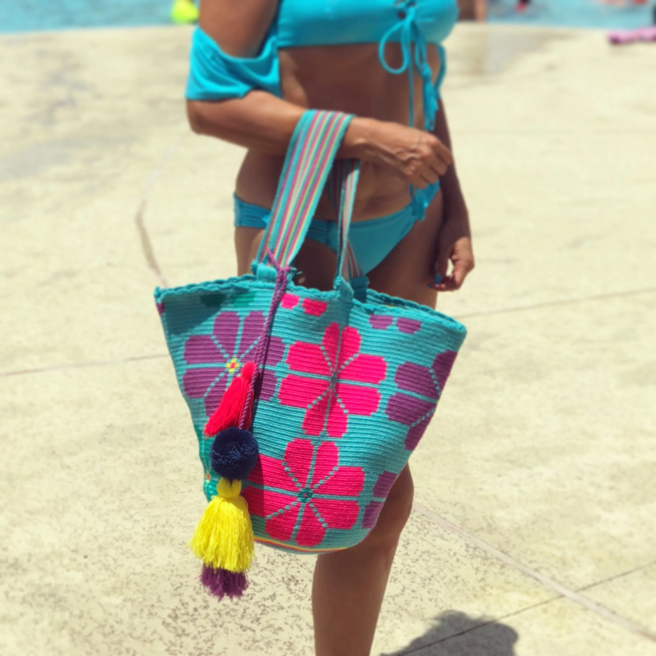 Neon Colors Beach Tote Bags - Summer Crochet Totes