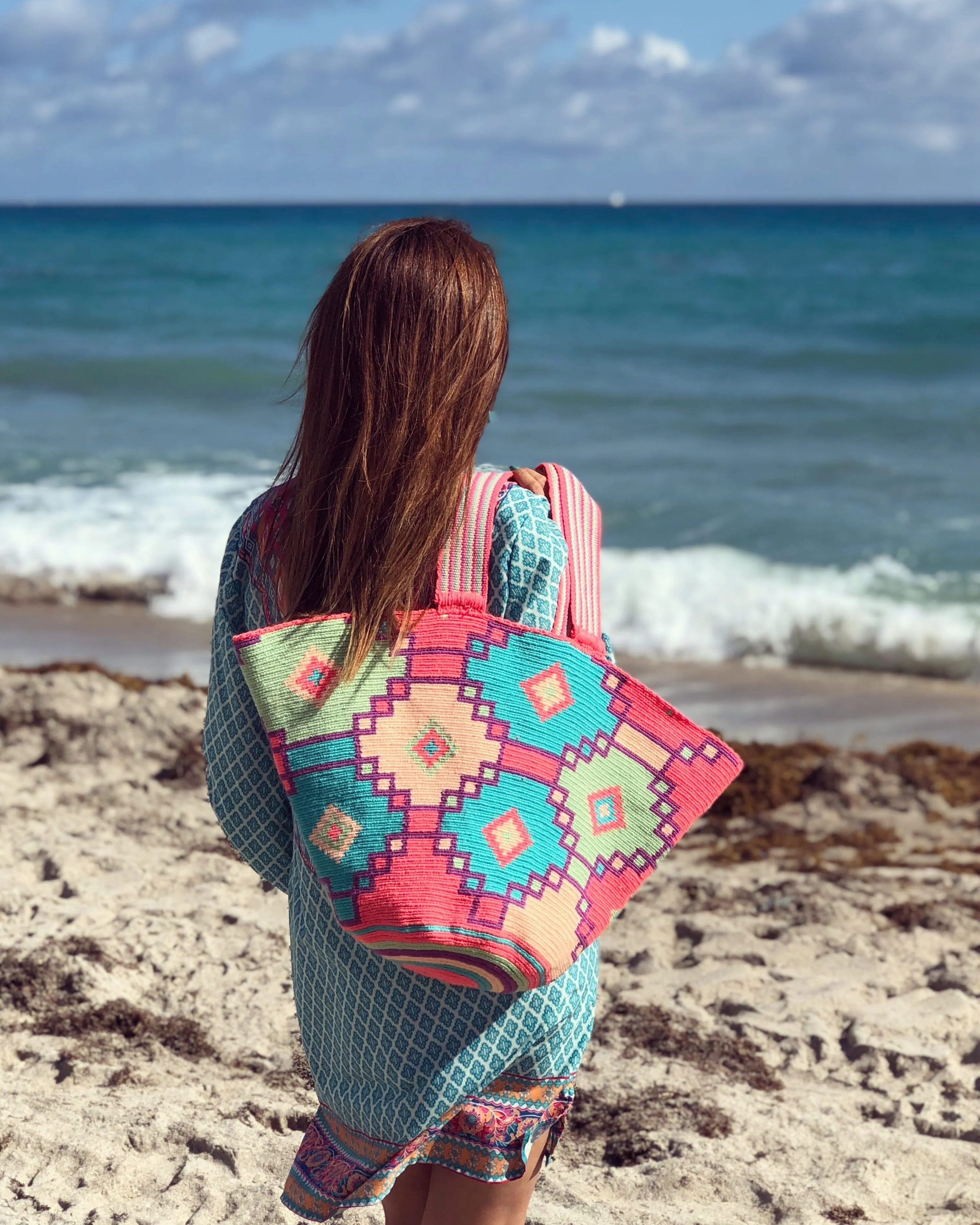 Neon Colors Beach Tote Bags - Summer Crochet Totes