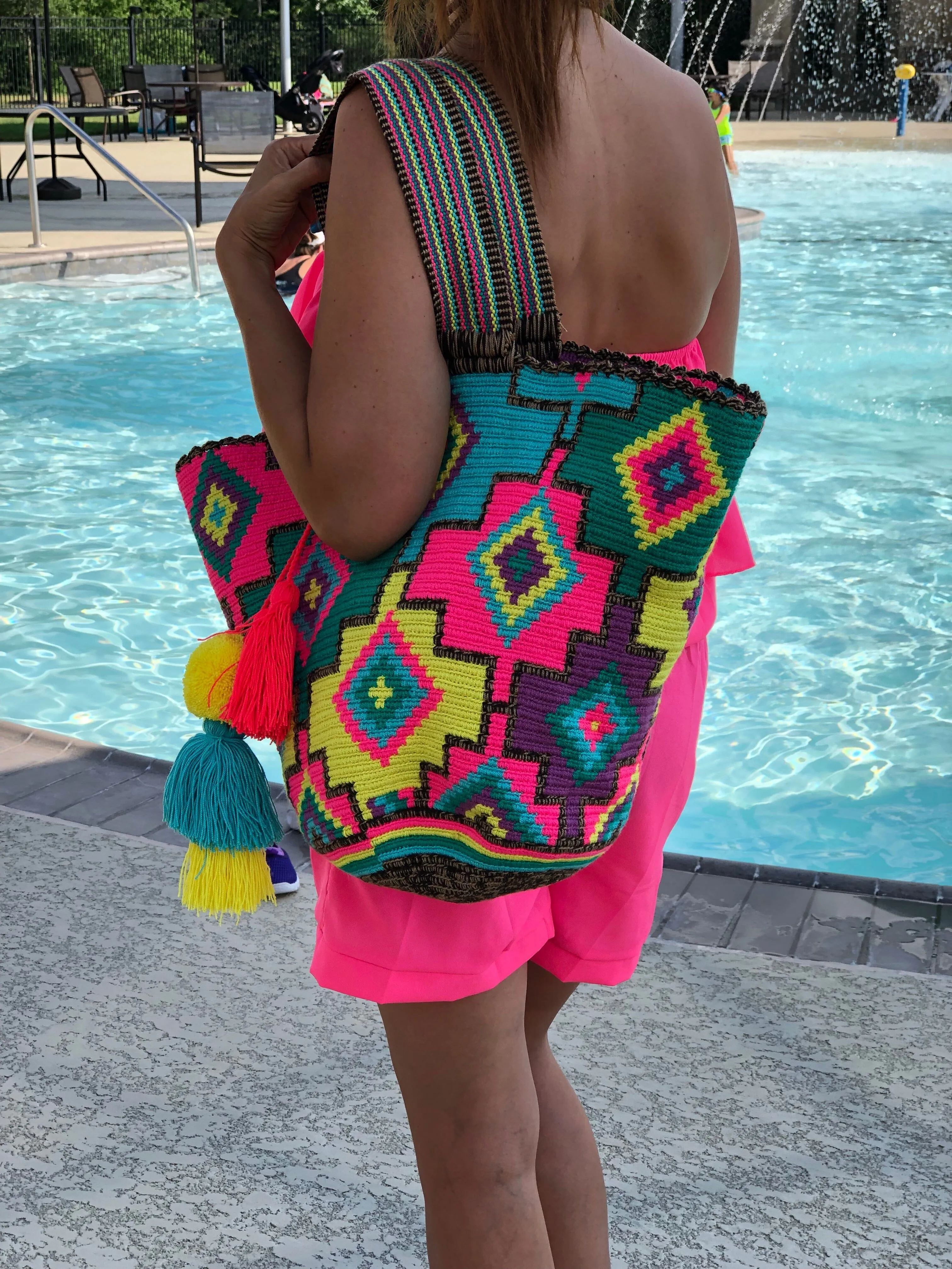 Neon Colors Beach Tote Bags - Summer Crochet Totes