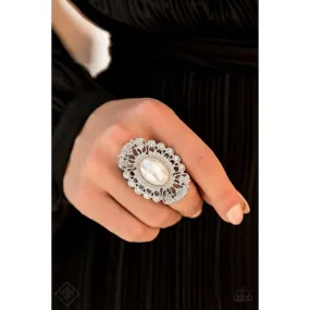 Paparazzi Accessories  - Radiantly Regal White Fashion Fix Ring November 2019