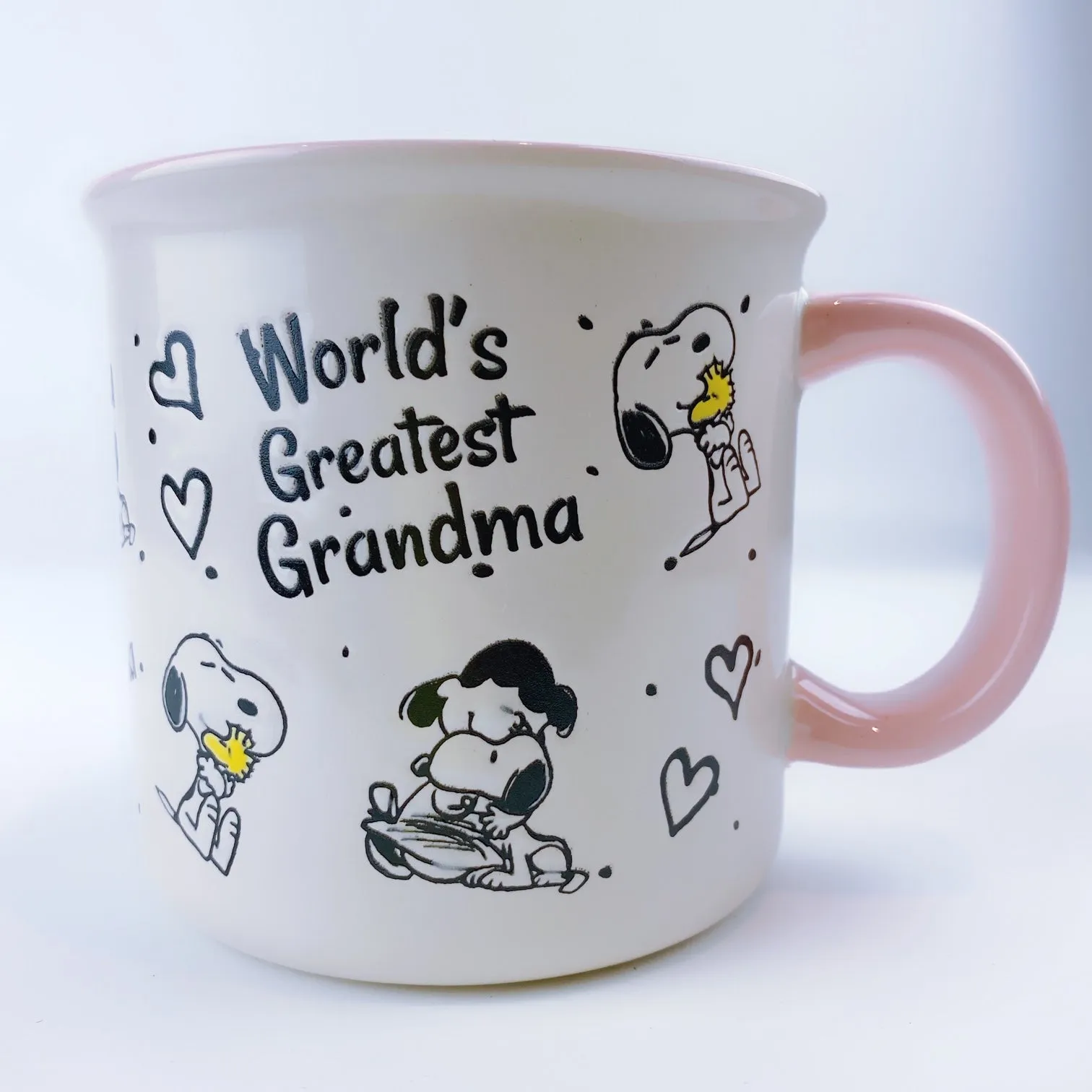 Peanuts Snoopy & Charlie Brown World's Greatest Grandma Ceramic Mug 21oz - Pink