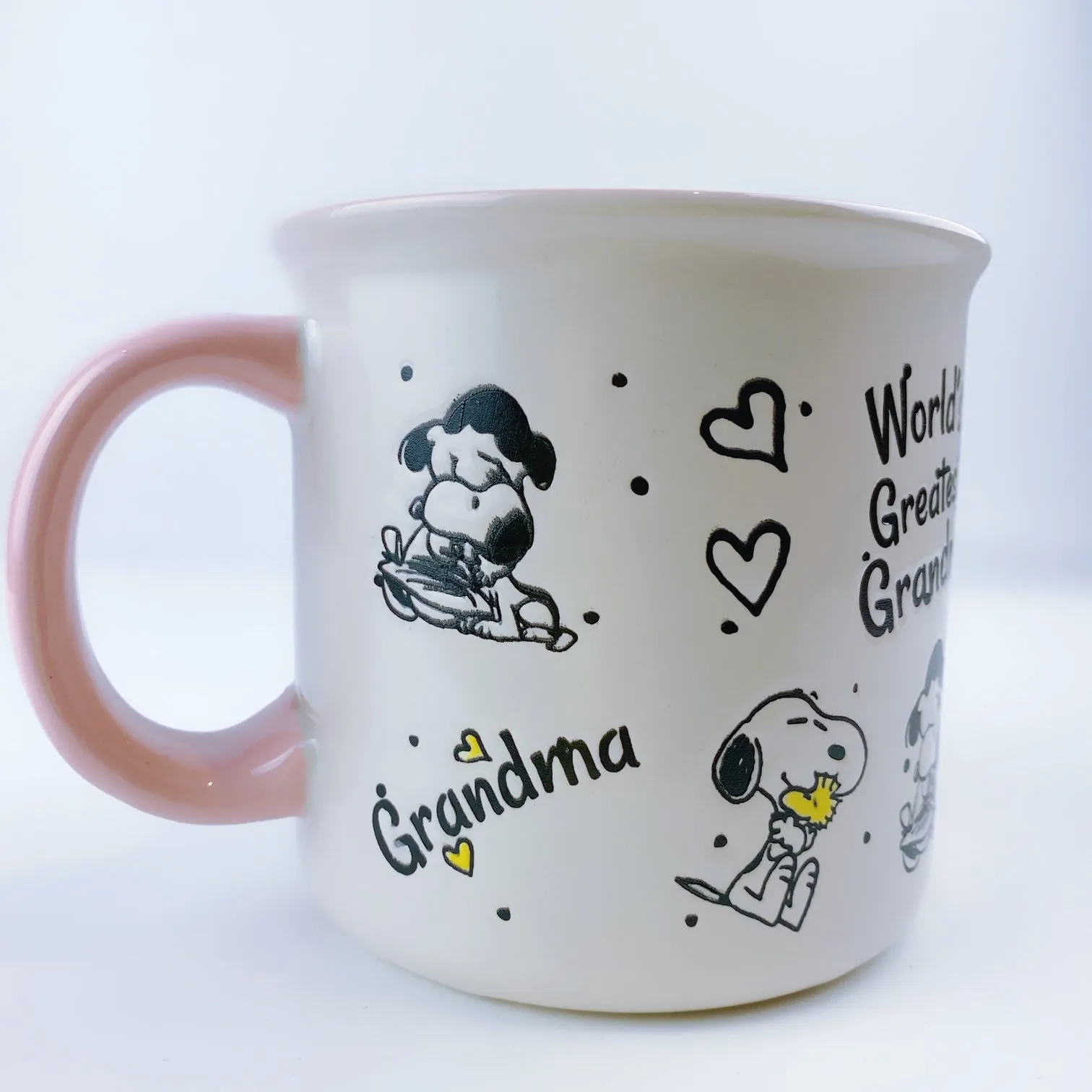 Peanuts Snoopy & Charlie Brown World's Greatest Grandma Ceramic Mug 21oz - Pink