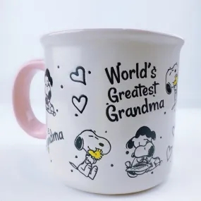 Peanuts Snoopy & Charlie Brown World's Greatest Grandma Ceramic Mug 21oz - Pink