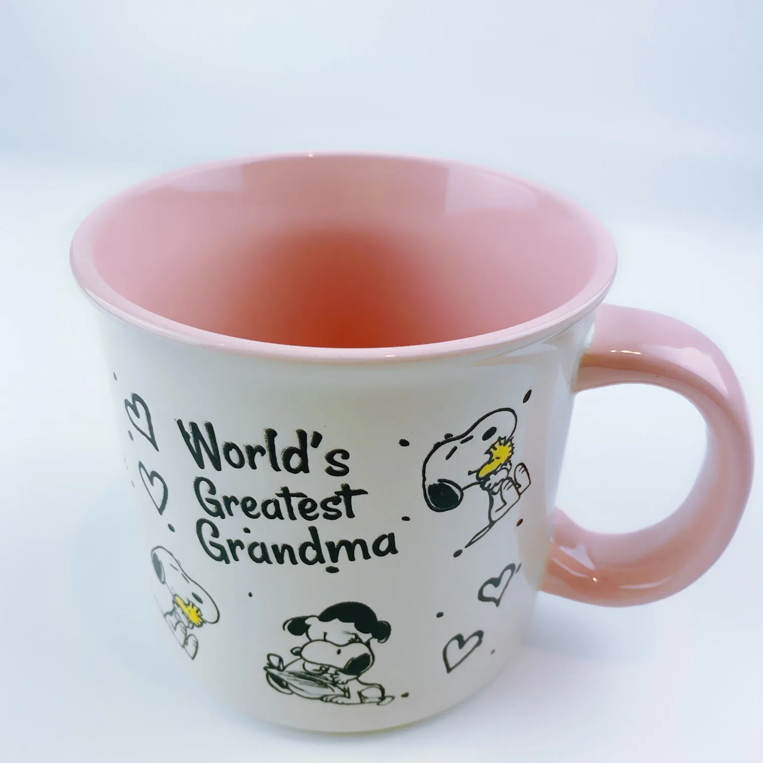 Peanuts Snoopy & Charlie Brown World's Greatest Grandma Ceramic Mug 21oz - Pink