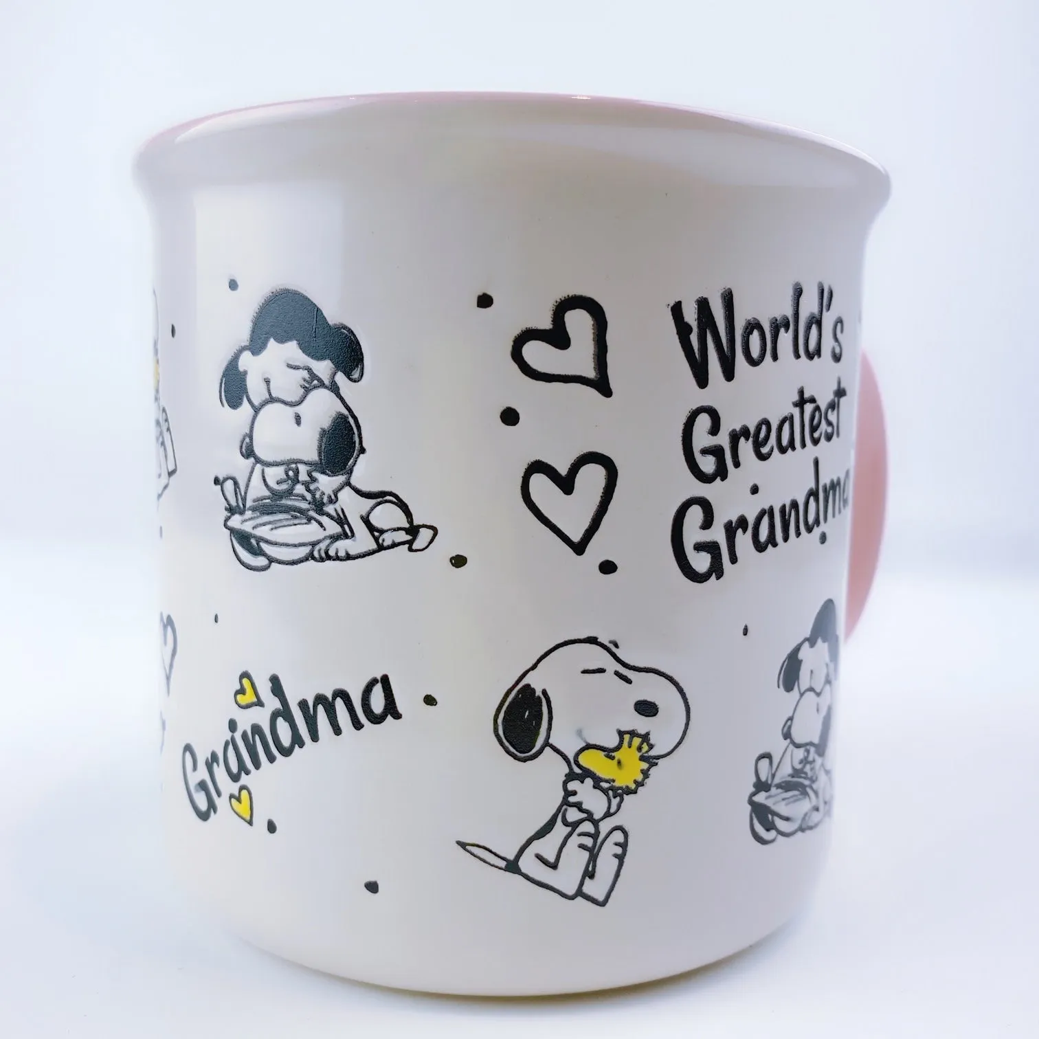 Peanuts Snoopy & Charlie Brown World's Greatest Grandma Ceramic Mug 21oz - Pink