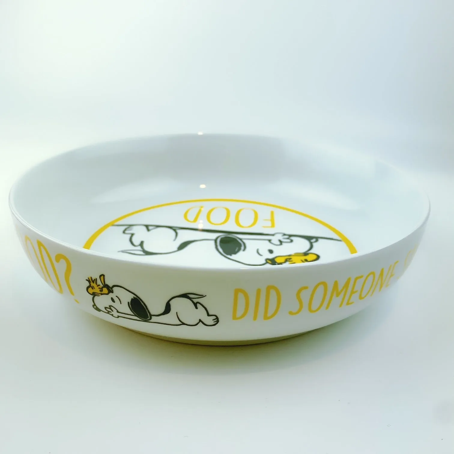 Peanuts Snoopy & Woodstock Prone Dinner Bowl Did Someone Say Food 8.5"