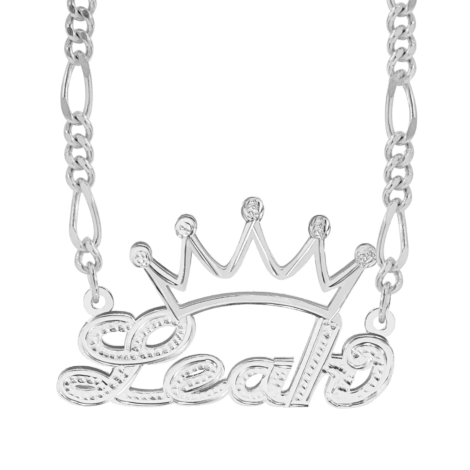 Personalized Double Nameplate Necklace with Crown Leah