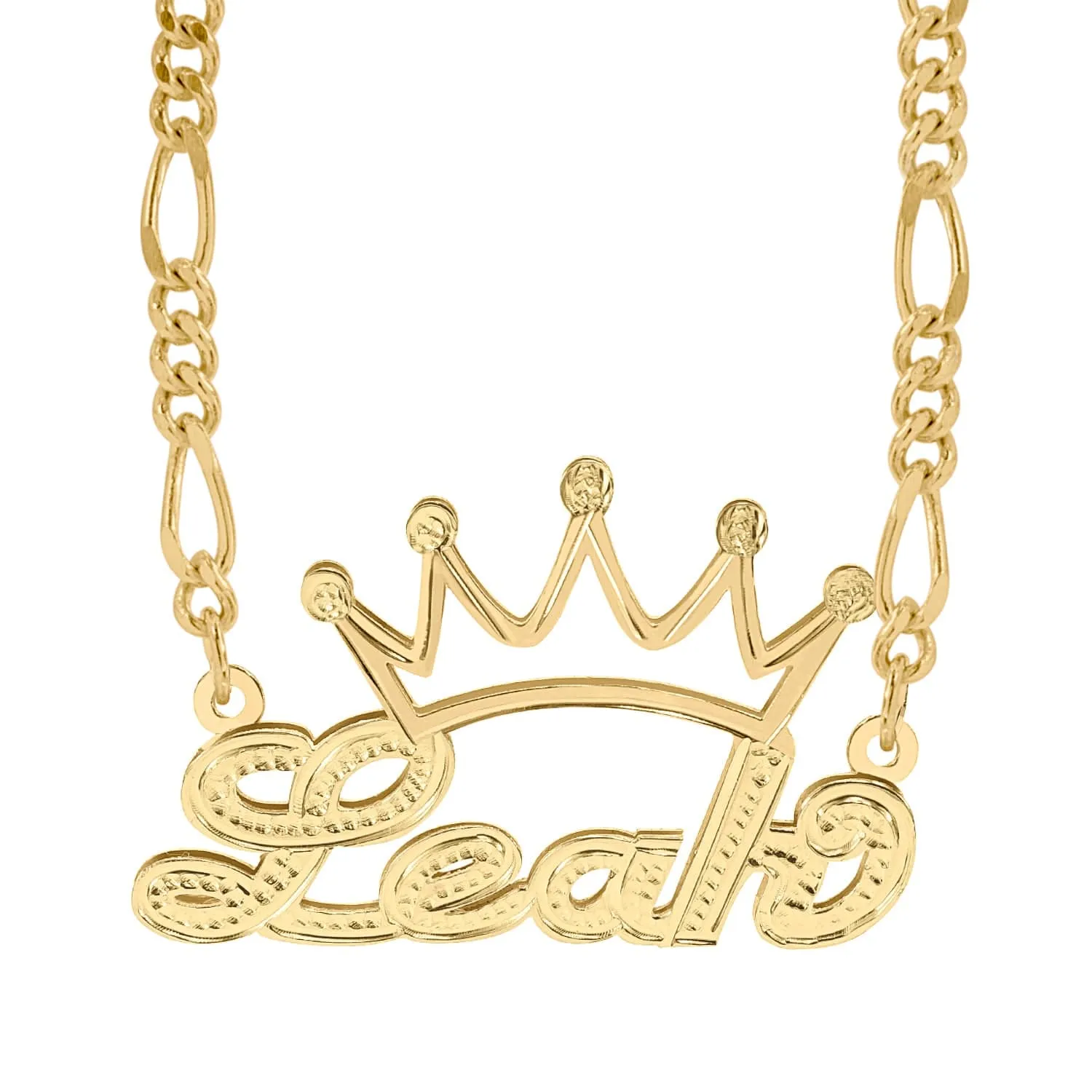 Personalized Double Nameplate Necklace with Crown Leah